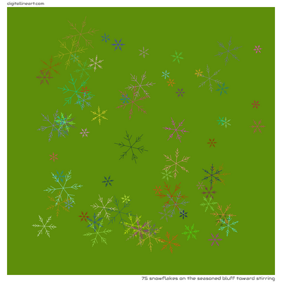 The Seasoned Bluff toward Stirring — 75 snowflakes
