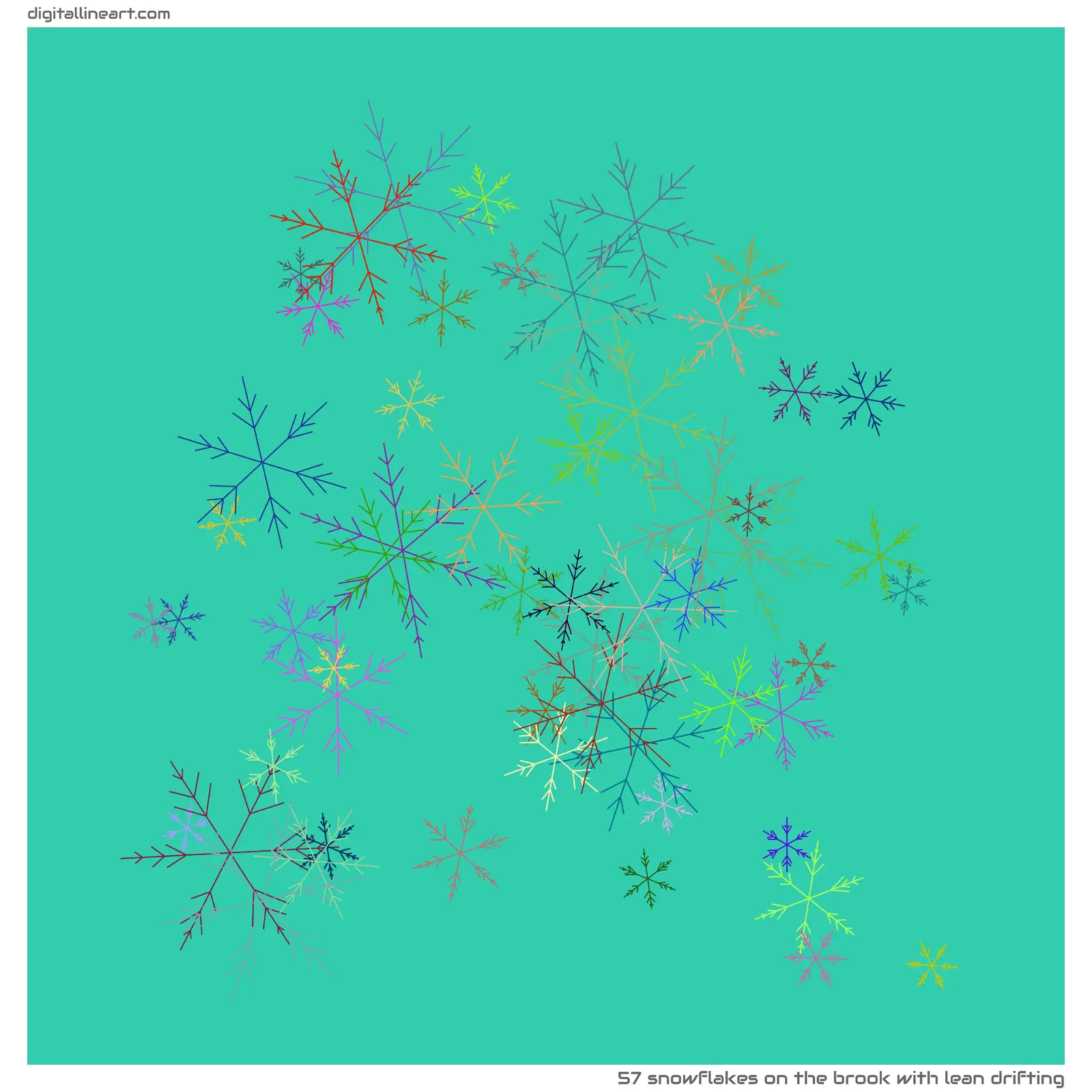 The Brook with Lean Drifting — 57 snowflakes