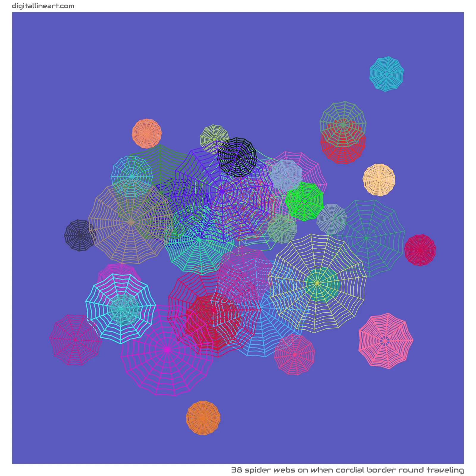 When Cordial Border round Traveling — 38 spider webs