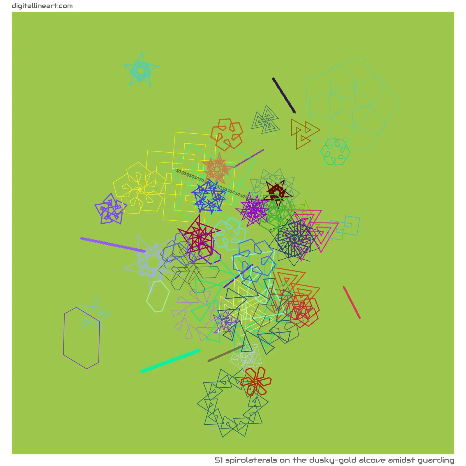 The Dusky-gold Alcove amidst Guarding — 51 spirolaterals