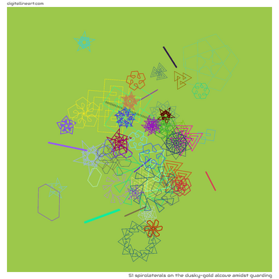 The Dusky-gold Alcove amidst Guarding — 51 spirolaterals
