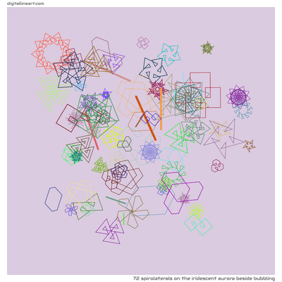 The Iridescent Aurora beside Bubbling — 72 spirolaterals
