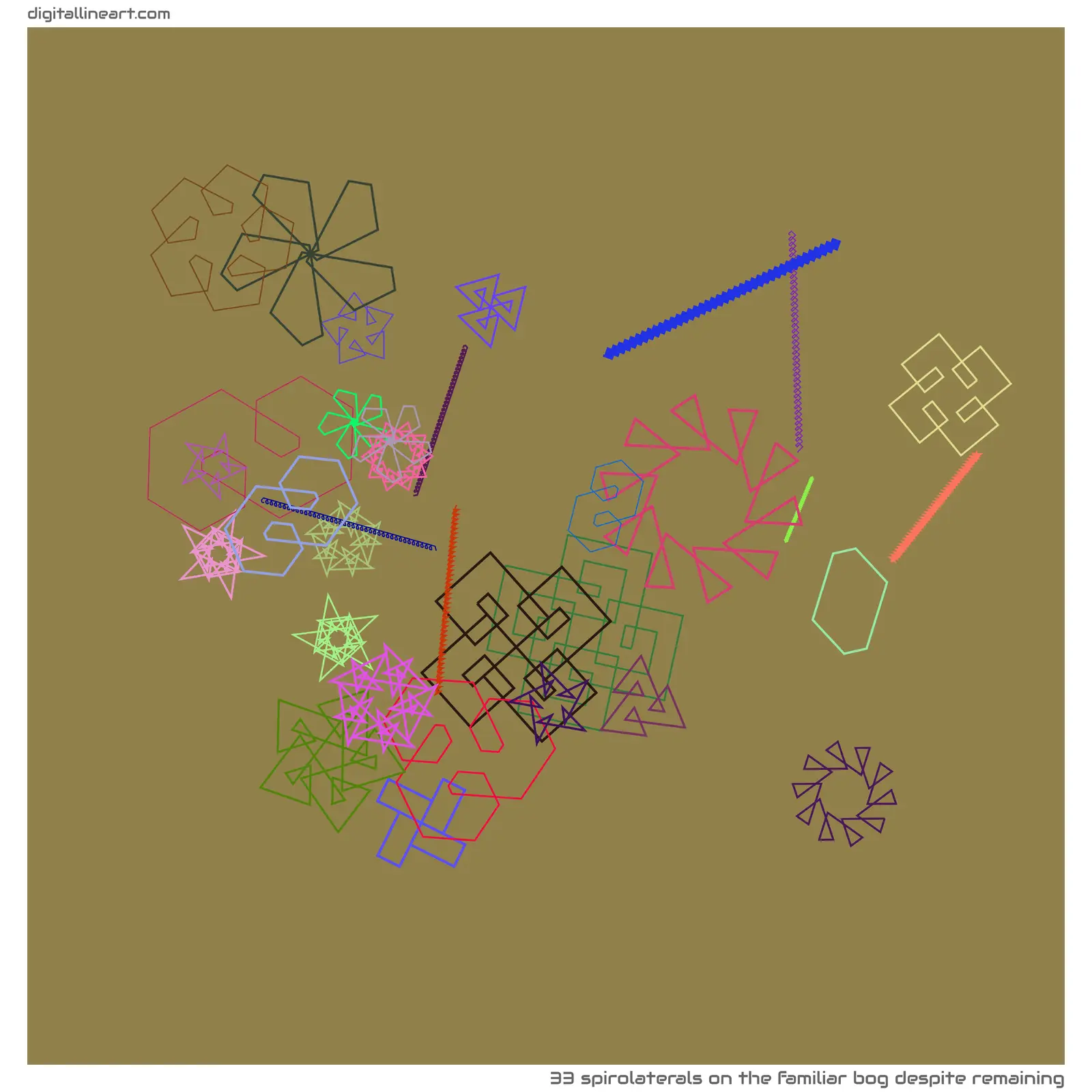 The Familiar Bog despite Remaining — 33 spirolaterals