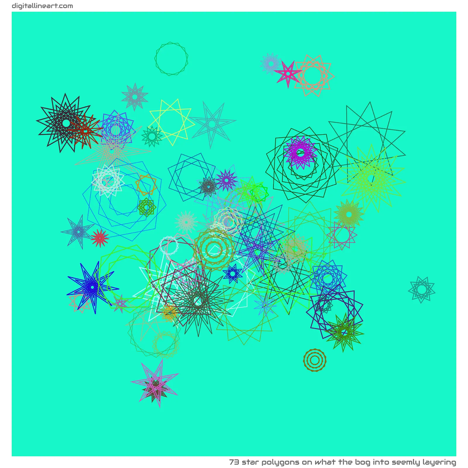 What the Bog into Seemly Layering — 73 star polygons