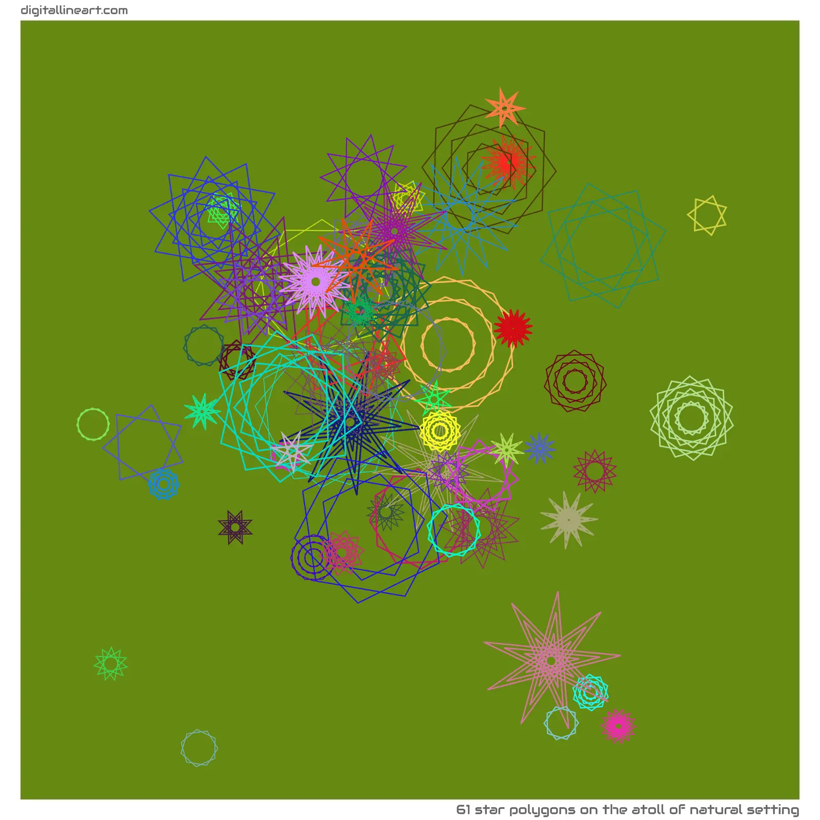 The Atoll of Natural Setting — 61 star polygons