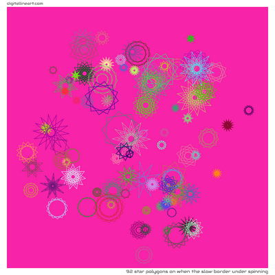 When the Slow Border under Spinning — 92 star polygons