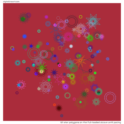 The Full-bodied Alcove until Pacing — 121 star polygons