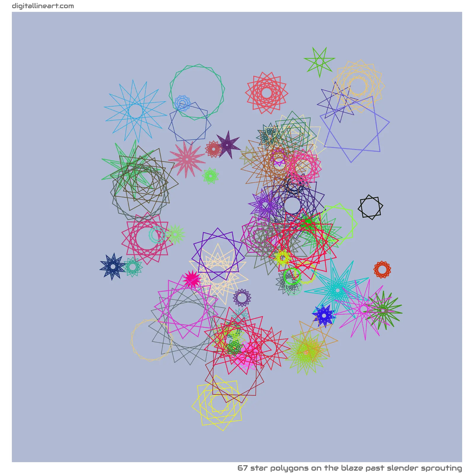 The Blaze past Slender Sprouting — 67 star polygons