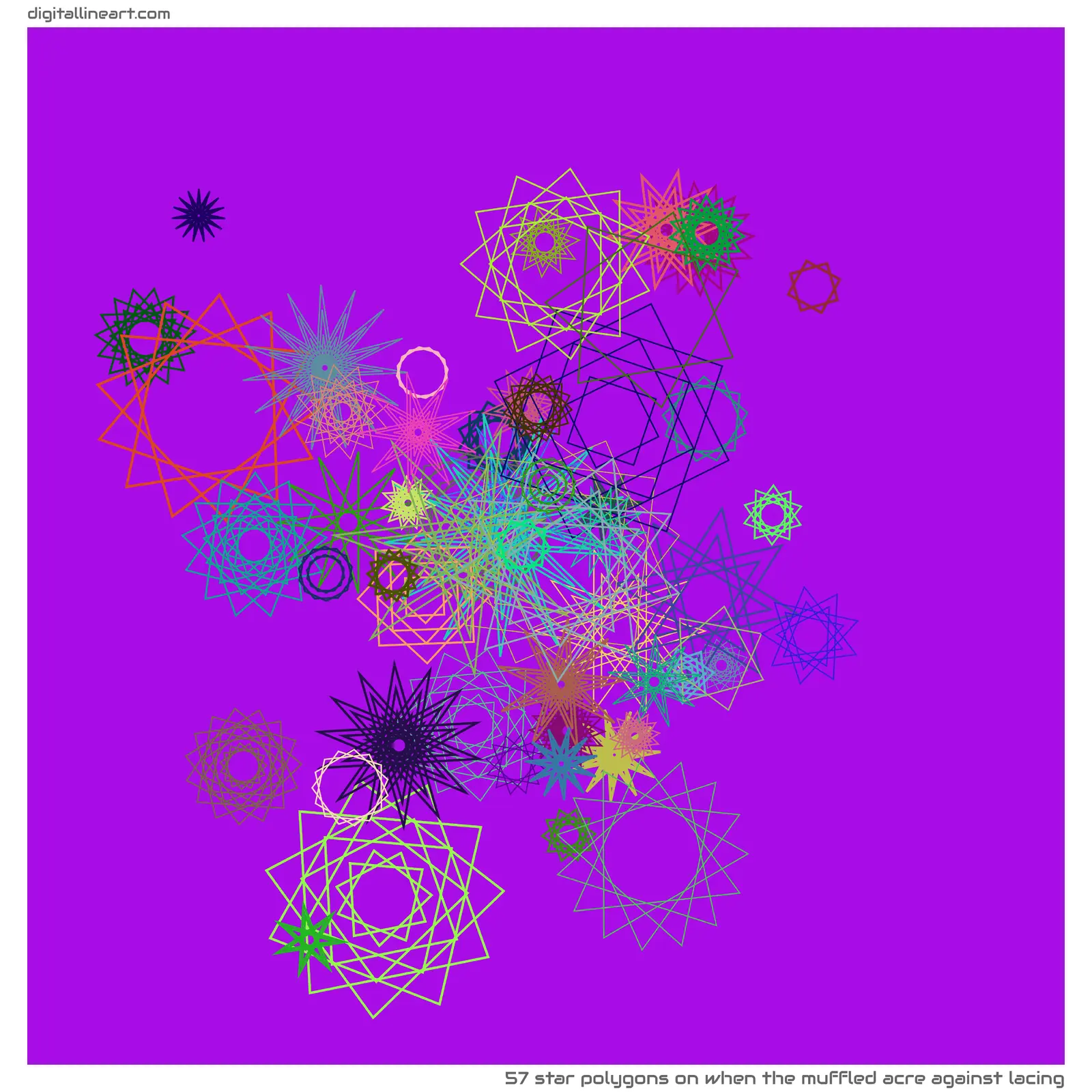 When the Muffled Acre Against Lacing — 57 star polygons