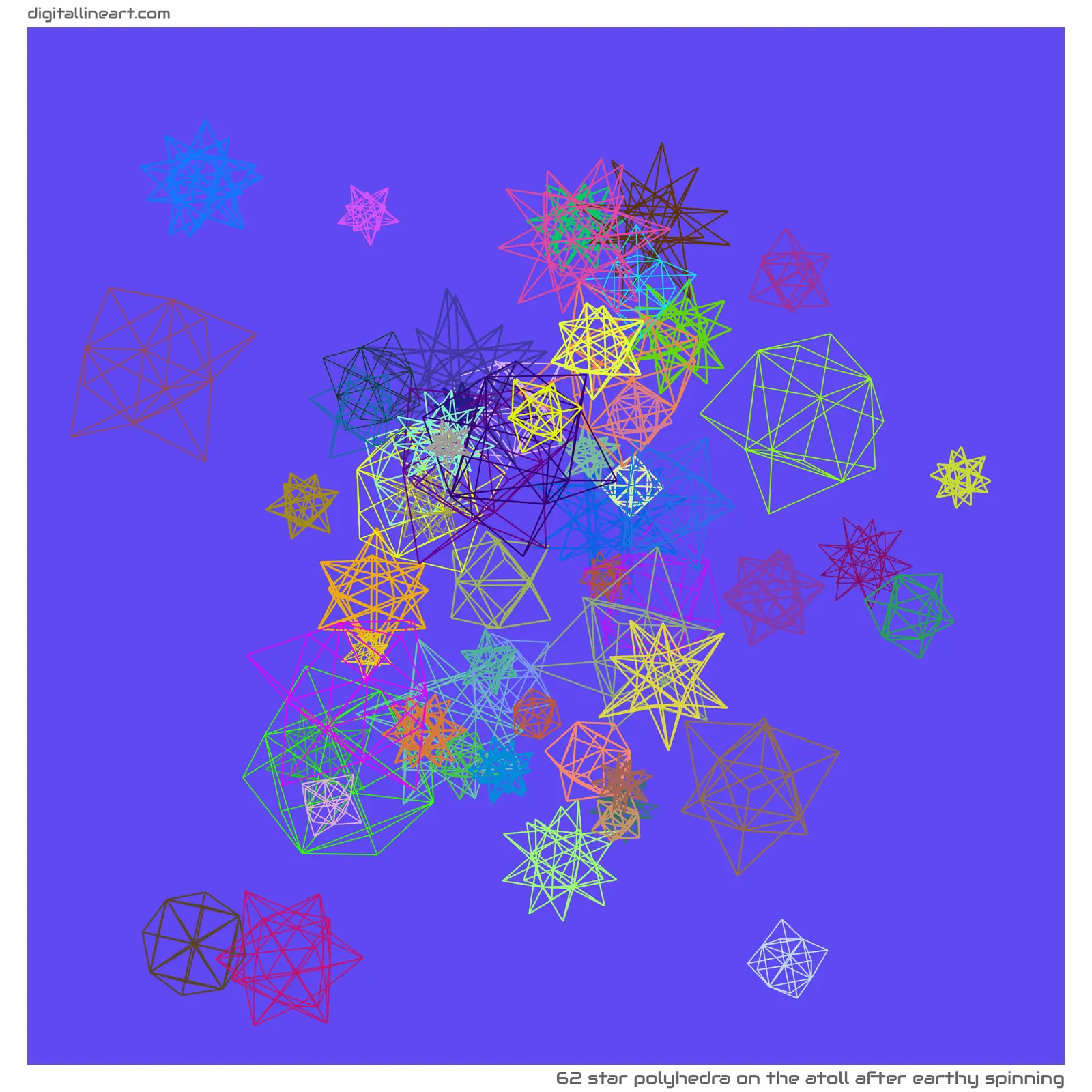 The Atoll after Earthy Spinning — Star Polyhedra, 62 elements