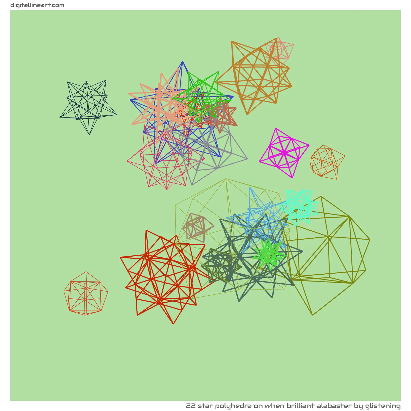 When Brilliant Alabaster by Glistening — Star Polyhedra, 22 elements