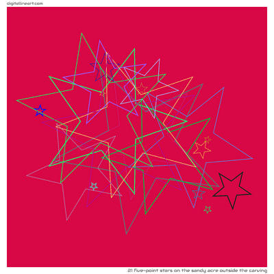 The Sandy Acre outside the Carving — 21 five-point stars