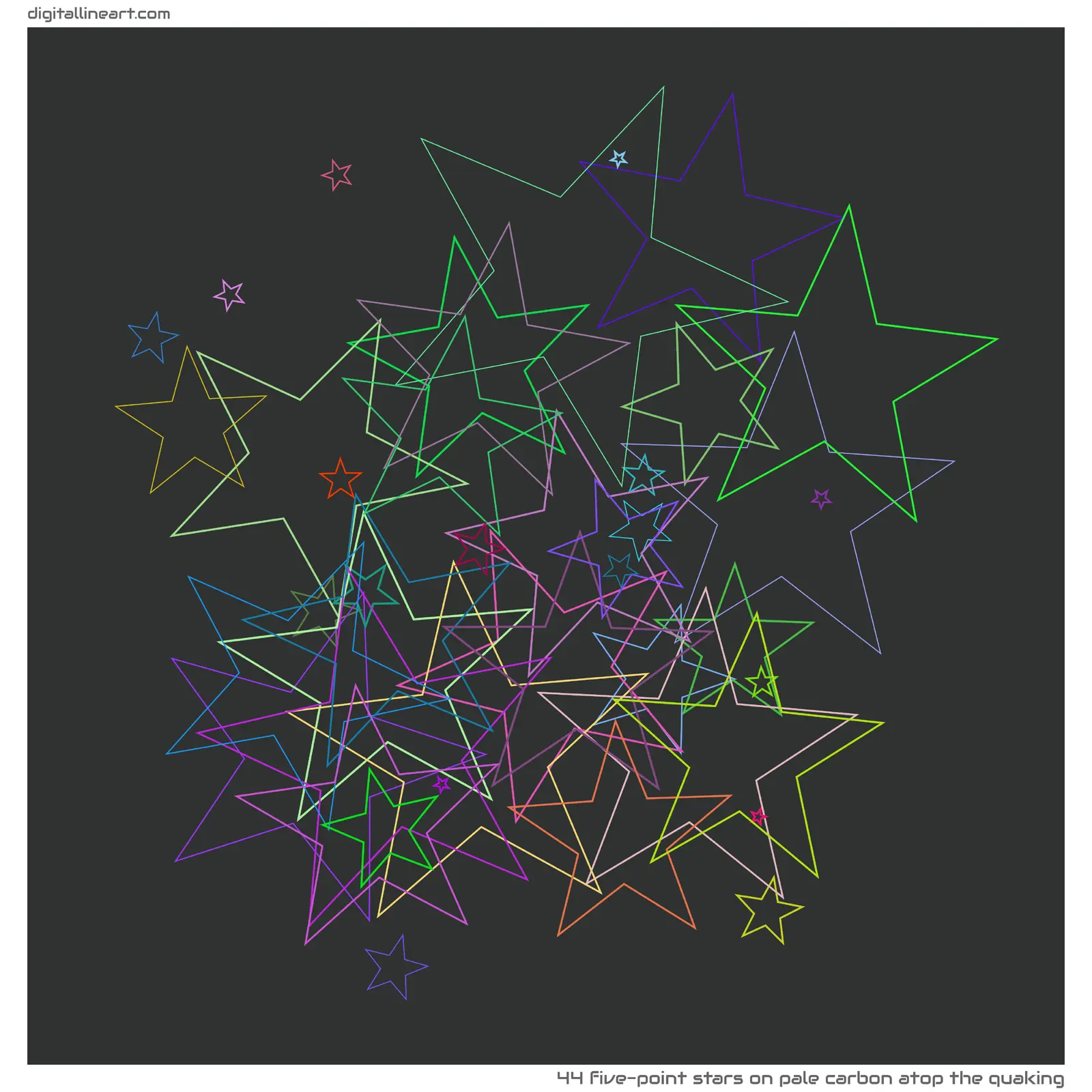 Pale Carbon atop the Quaking — 44 five-point stars