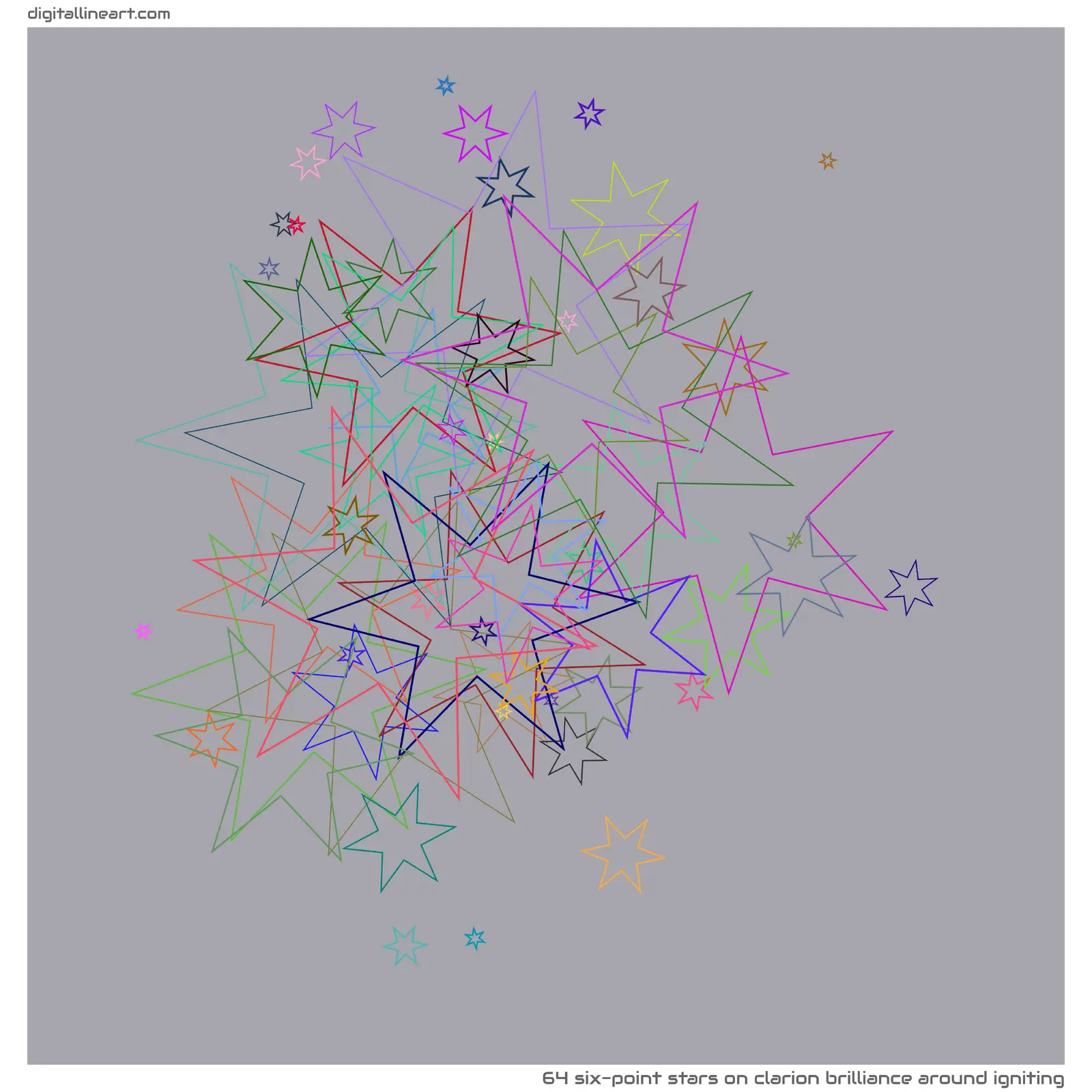 Clarion Brilliance Around Igniting — 64 six-point stars