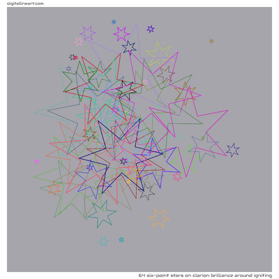 Clarion Brilliance Around Igniting — 64 six-point stars