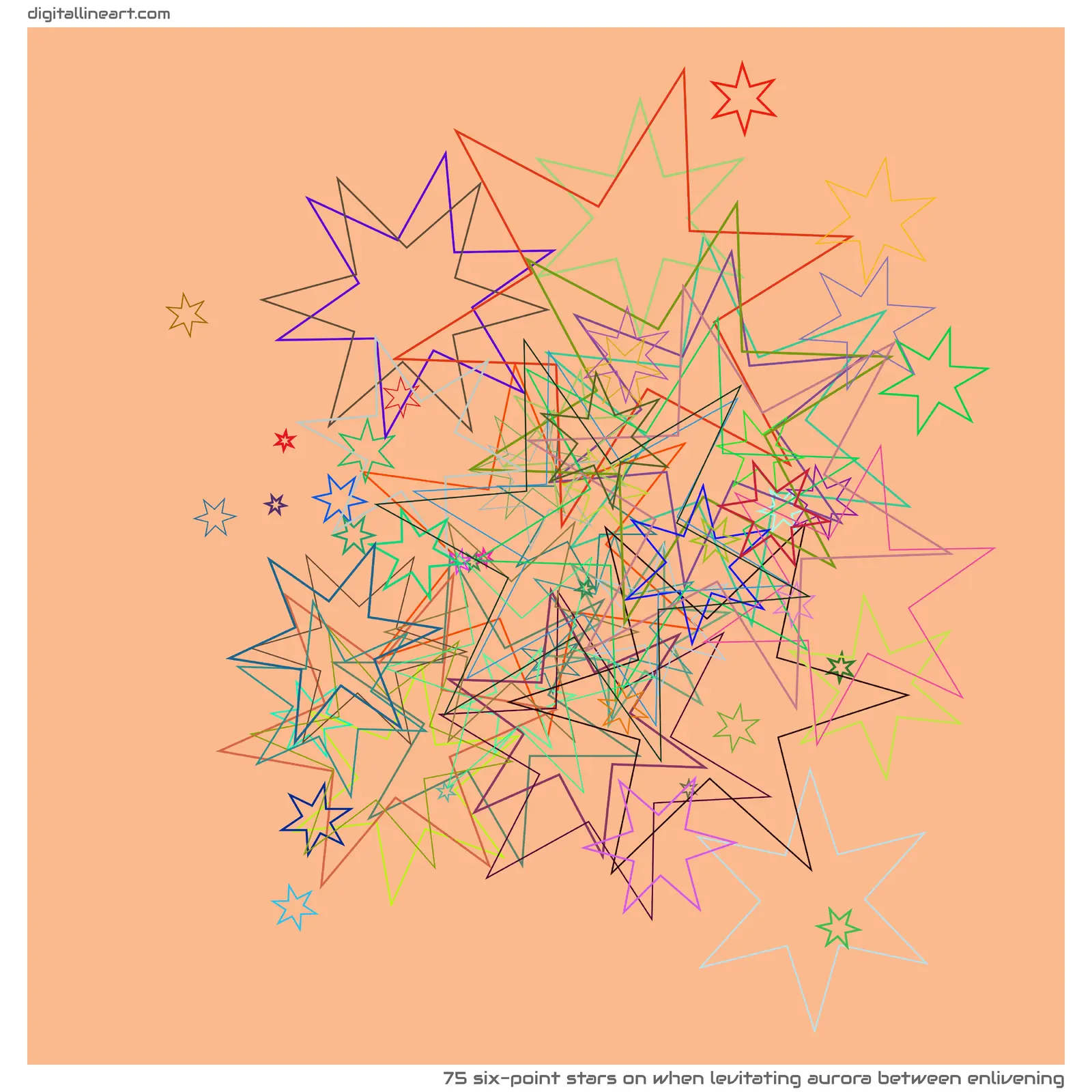 When Levitating Aurora between Enlivening — 75 six-point stars