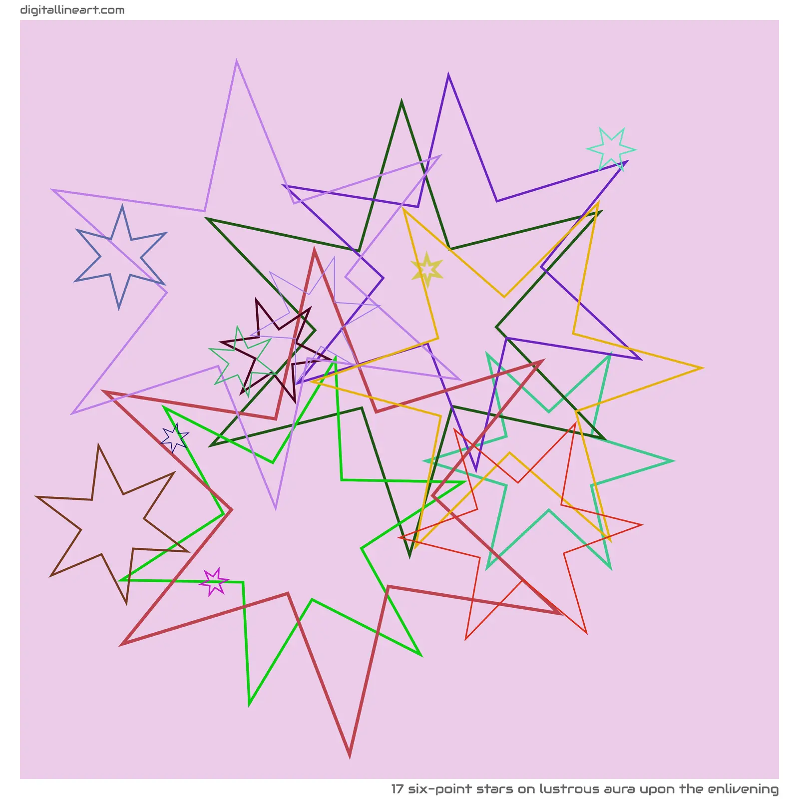 Lustrous Aura upon the Enlivening — 17 six-point stars