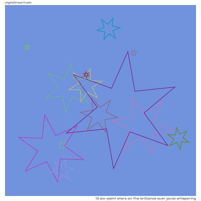 The Brilliance over Jovial Whispering — 13 six-point stars