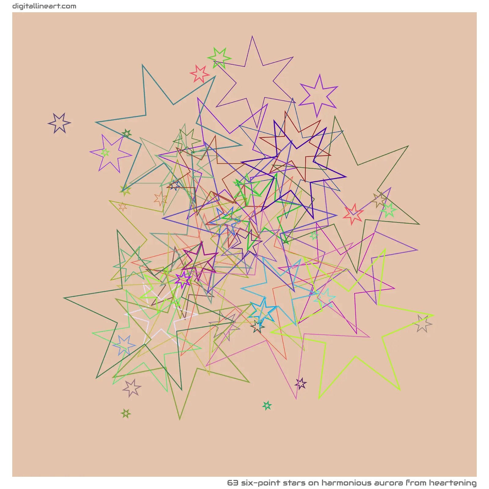 Harmonious Aurora from Heartening — 63 six-point stars