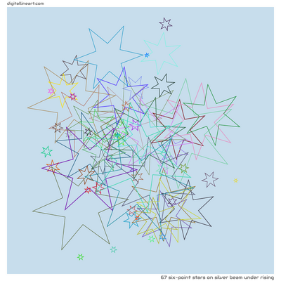 Silver Beam under Rising — 67 six-point stars
