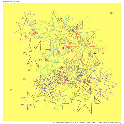 The Breath into Beauteous Cascading — 101 seven-point stars