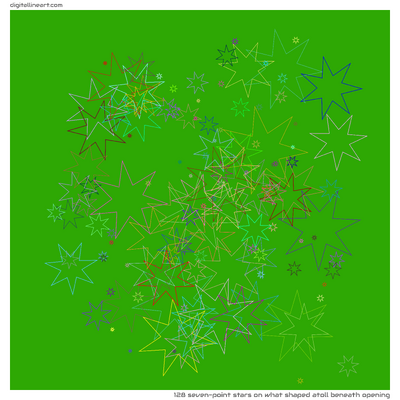 What Shaped Atoll beneath Opening — 128 seven-point stars