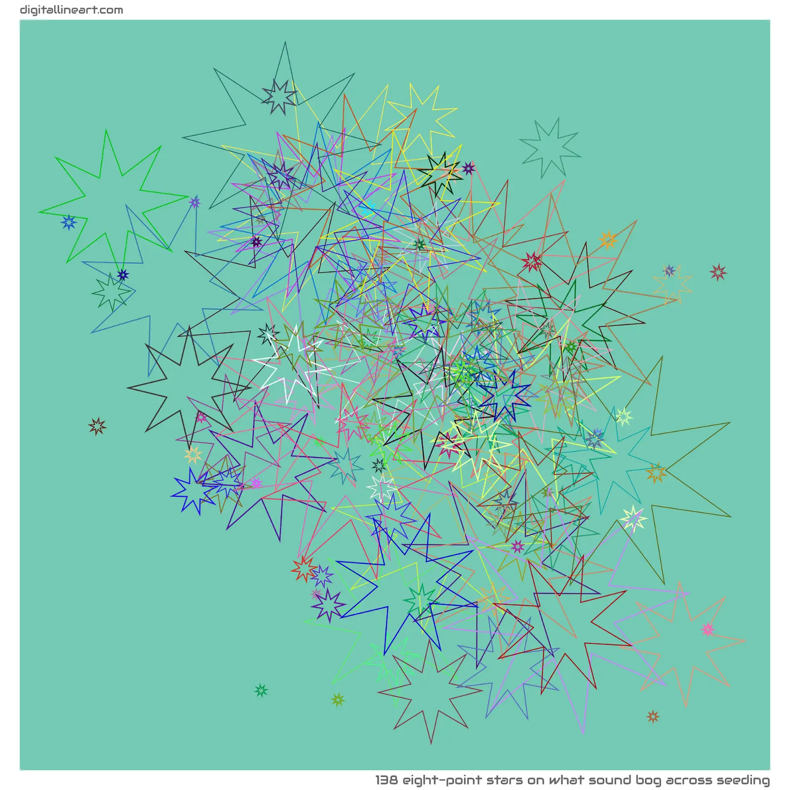 What Sound Bog across Seeding — 138 eight-point stars