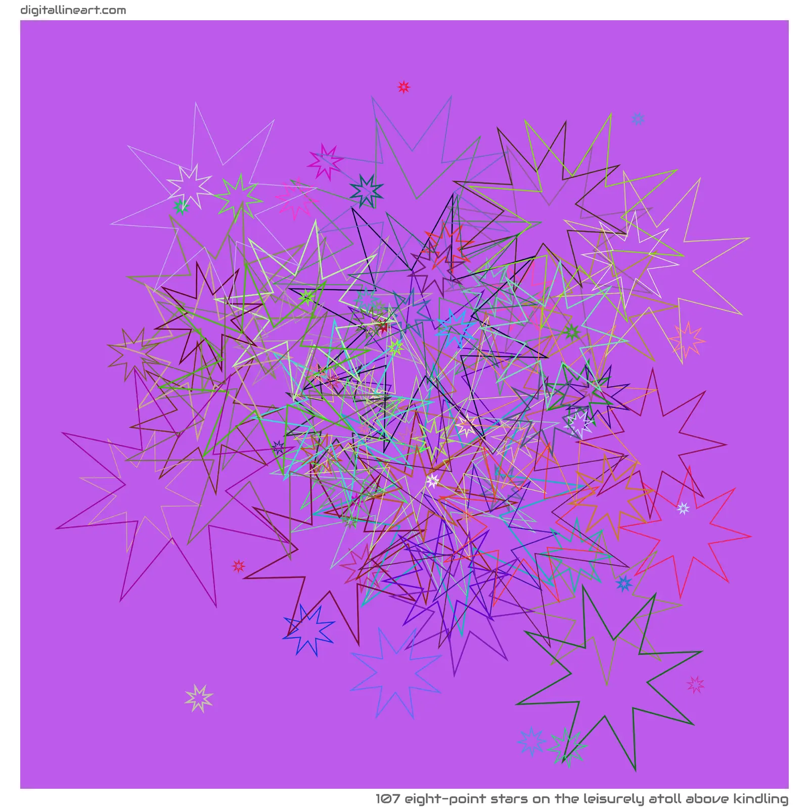 The Leisurely Atoll above Kindling — 107 eight-point stars