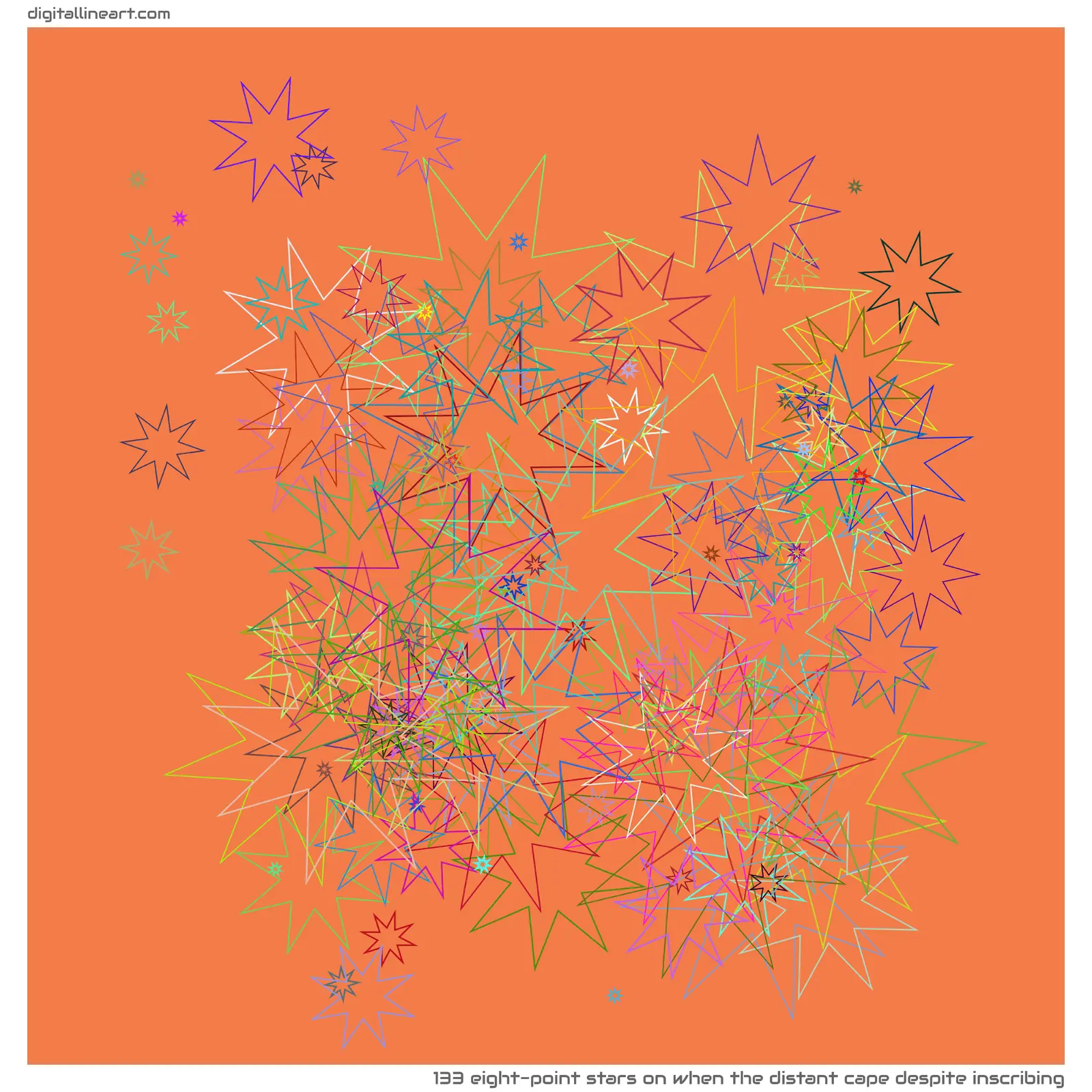 When the Distant Cape despite Inscribing — 133 eight-point stars
