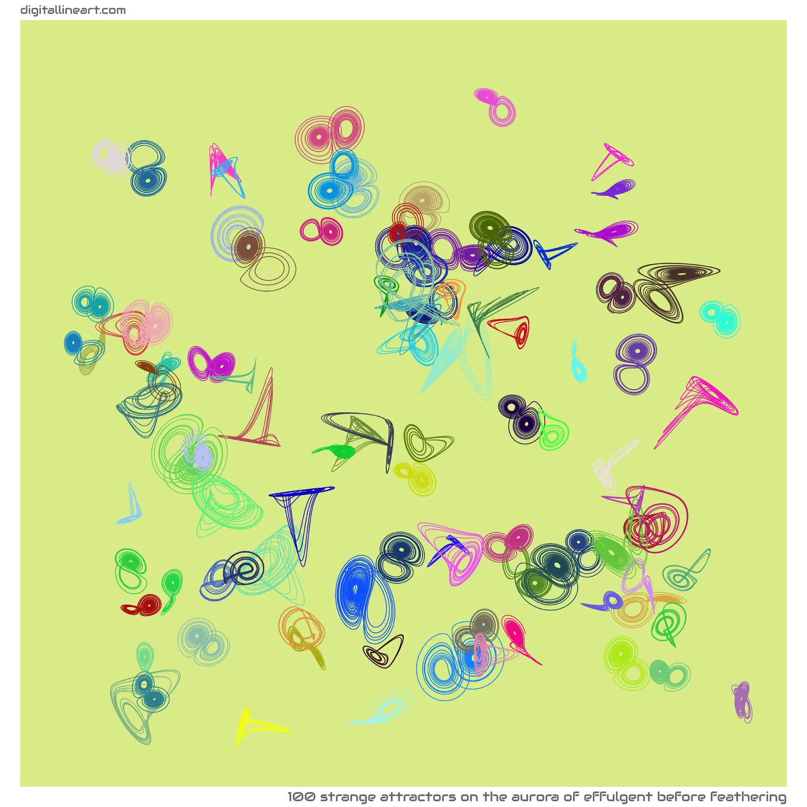 The Aurora of Effulgent before Feathering — 100 strange attractors