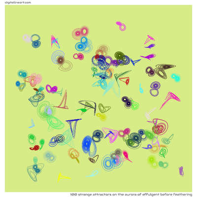 The Aurora of Effulgent before Feathering — 100 strange attractors