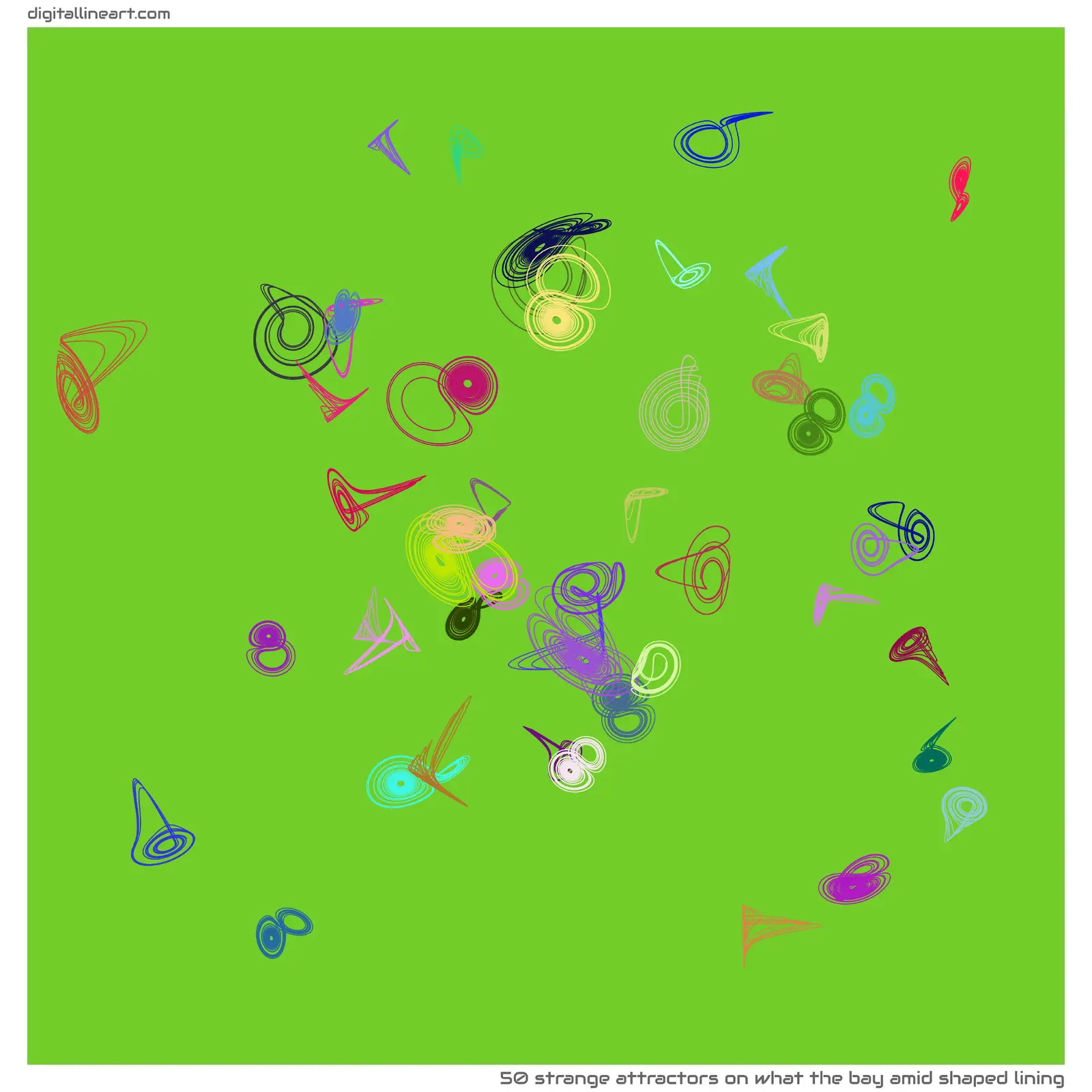 What the Bay amid Shaped Lining — 50 strange attractors