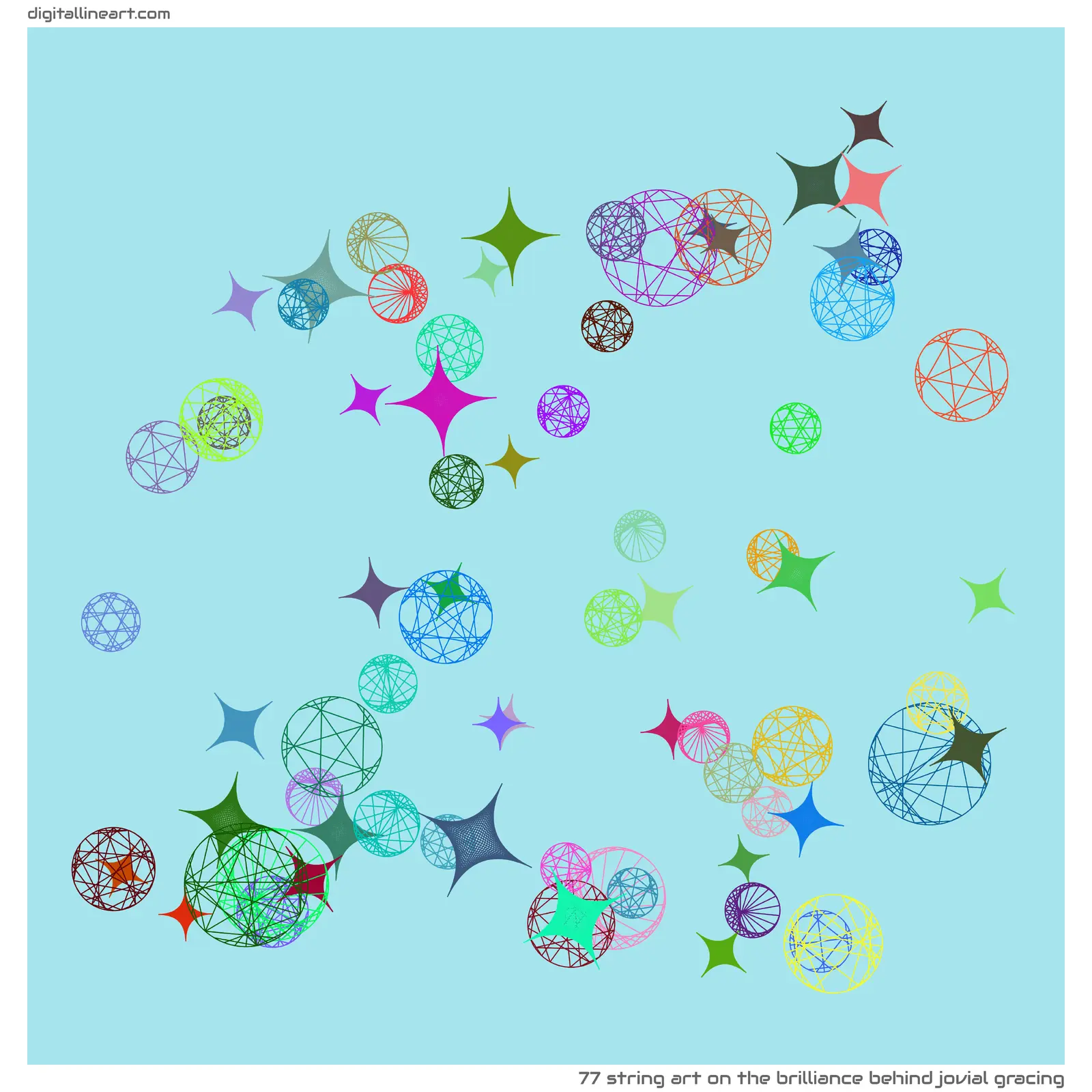 The Brilliance behind Jovial Gracing — String Art, 77 elements