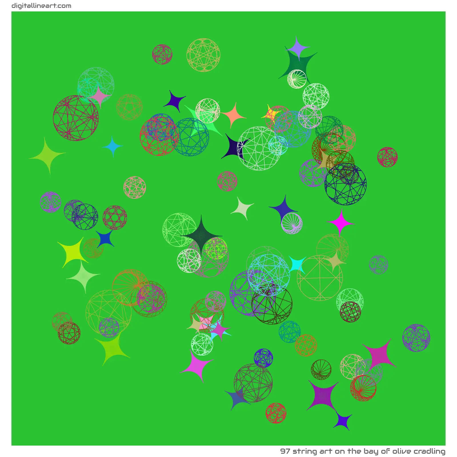 The Bay of Olive Cradling — String Art, 97 elements