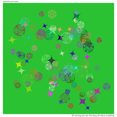 The Bay of Olive Cradling — String Art, 97 elements