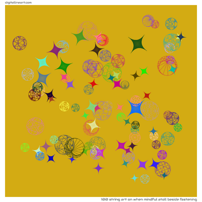 When Mindful Atoll beside Fastening — String Art, 100 elements