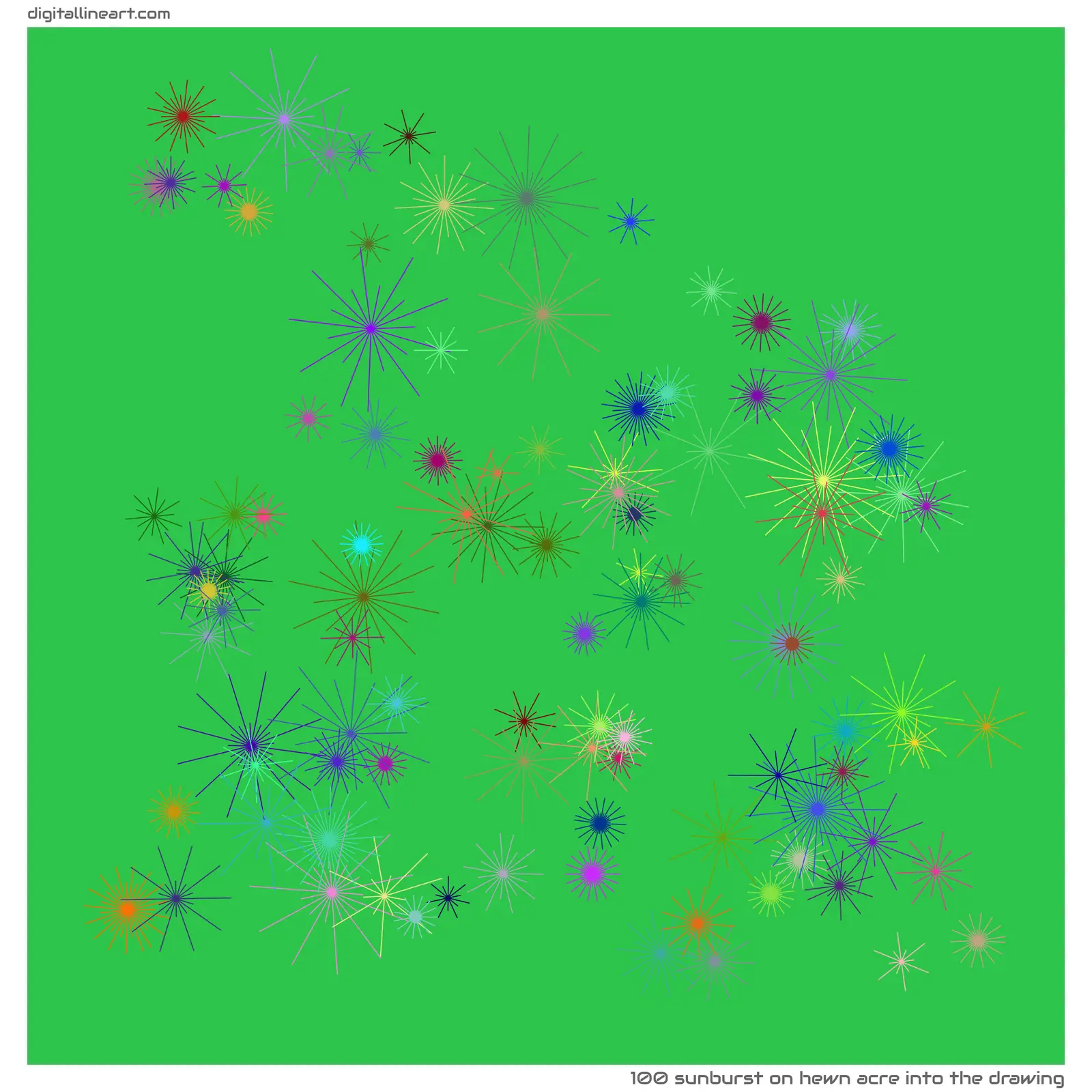 Hewn Acre into the Drawing — Sunburst, 100 elements