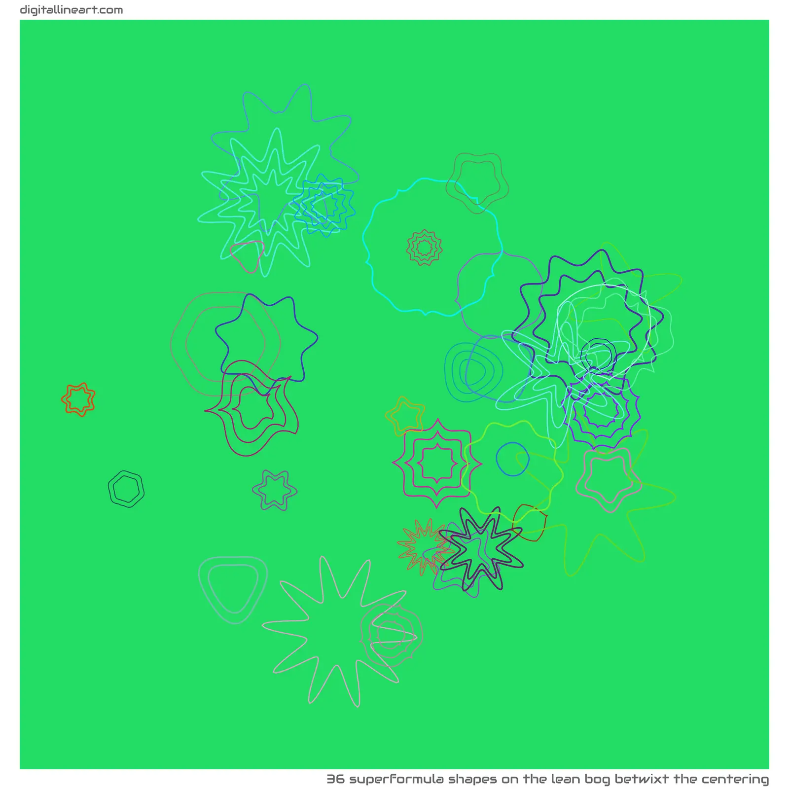The Lean Bog betwixt the Centering — 36 superformula shapes