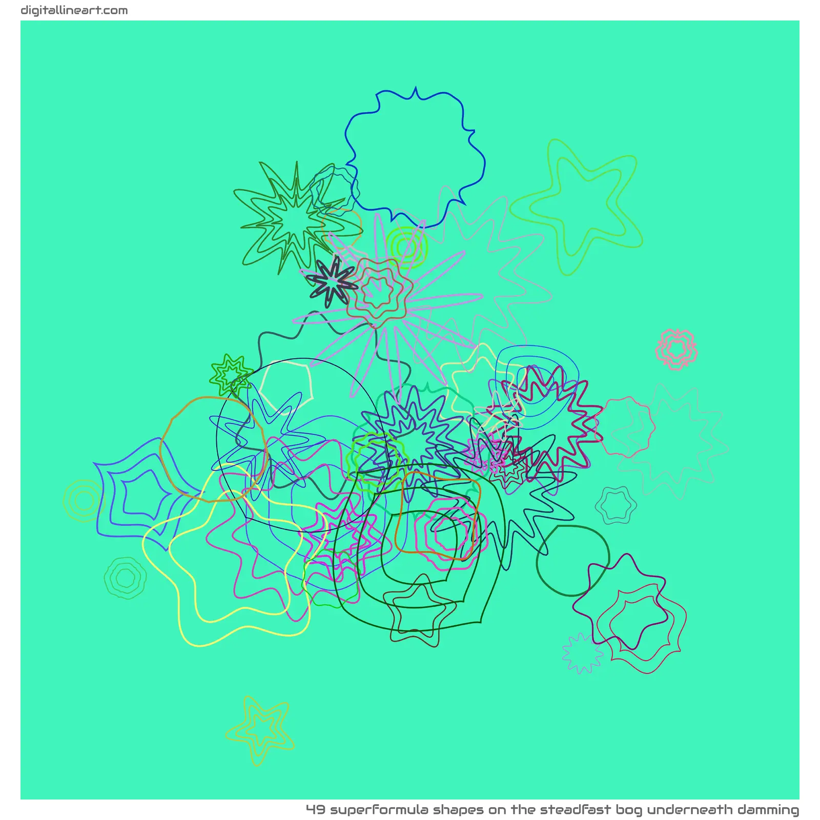 The Steadfast Bog underneath Damming — 49 superformula shapes