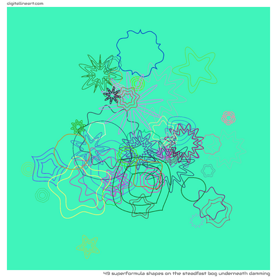 The Steadfast Bog underneath Damming — 49 superformula shapes