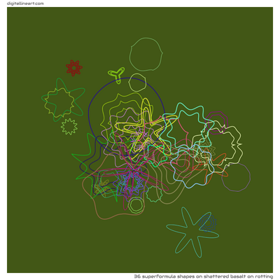 Shattered Basalt on Rotting — 36 superformula shapes