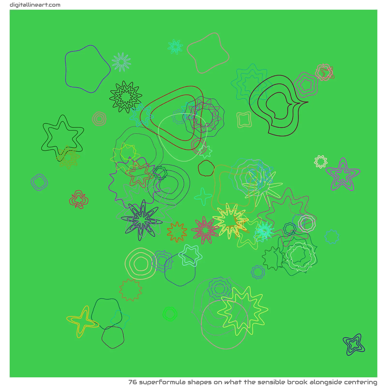 What the Sensible Brook alongside Centering — 76 superformula shapes