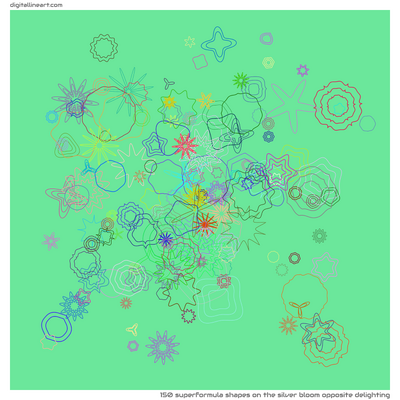 The Silver Bloom opposite Delighting — 150 superformula shapes