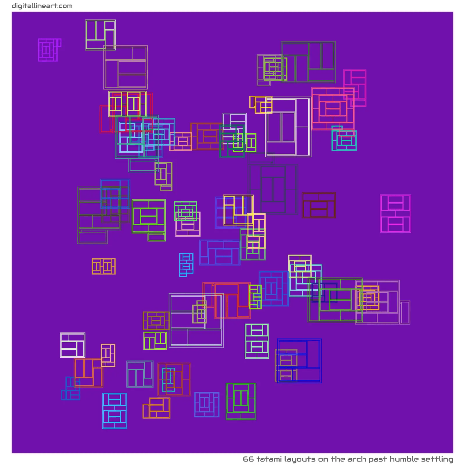 The Arch past Humble Settling — 66 tatami layouts