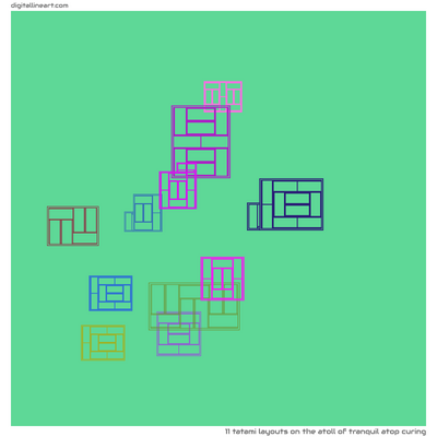 The Atoll of Tranquil atop Curing — 11 tatami layouts