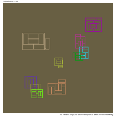 When Placid Atoll with Abetting — 10 tatami layouts