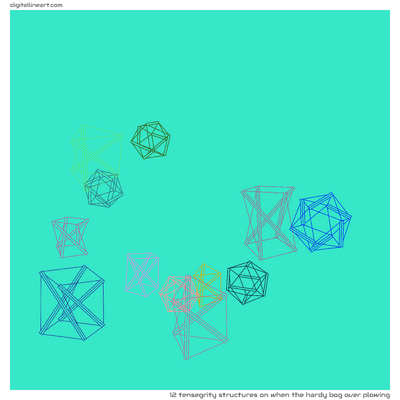 When the Hardy Bog over Plowing — 12 tensegrity structures