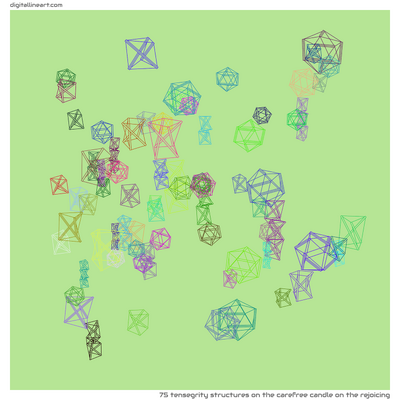 The Carefree Candle on the Rejoicing — 75 tensegrity structures