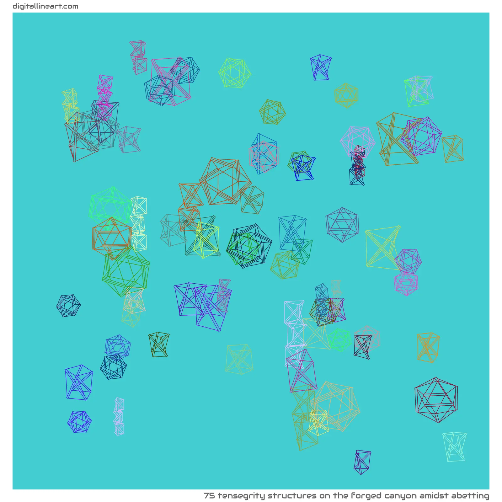 The Forged Canyon amidst Abetting — 75 tensegrity structures
