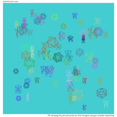 The Forged Canyon amidst Abetting — 75 tensegrity structures